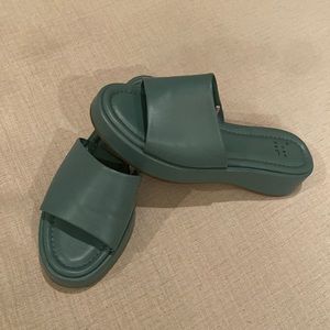 Teal chunky slide shoes